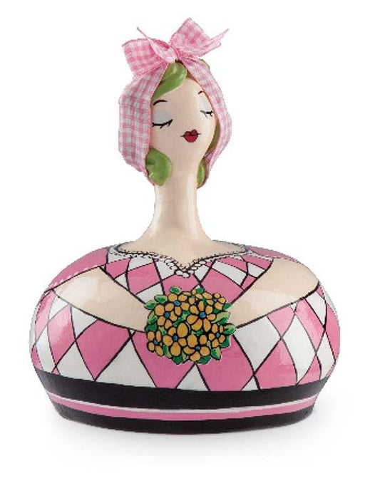 Set 2 Salvadanai Le Pupazze Fucsia C/Fiori 14X17