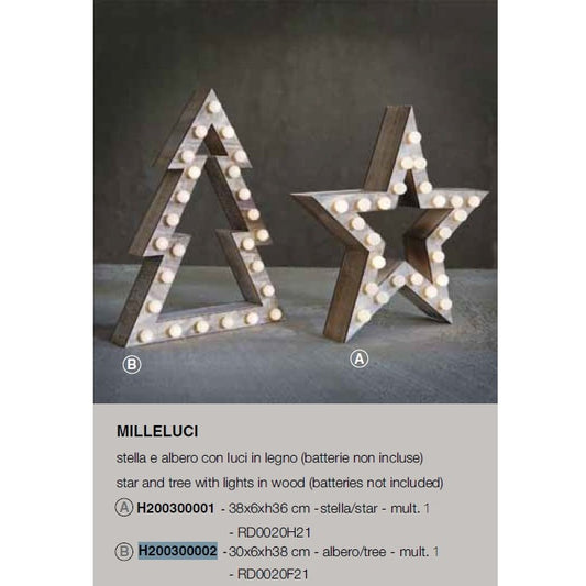 Milleluci Albero Con Luci In Legno 30X6Xh38 Cm (Ba