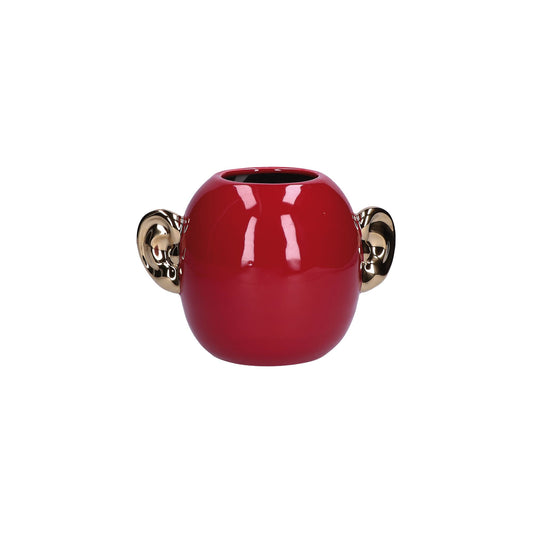 Pensami Vaso Orecchie Rosso E Oro In Stoneware Rituali Domestici