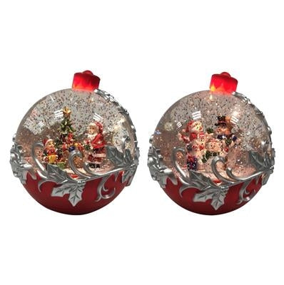 Spinning Ball Watersnowing - 2Ass Red-Battery-Led-6.5X6.5X21Cm