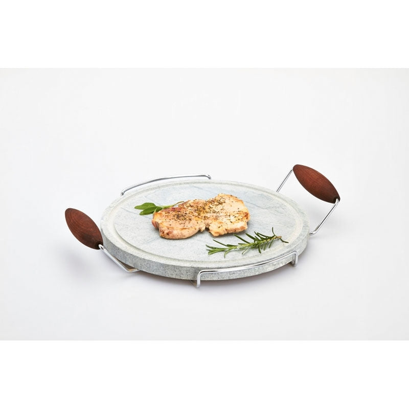 Pietra Ollare Tonda Ø 30 Cm Con Telaio In Acciaio