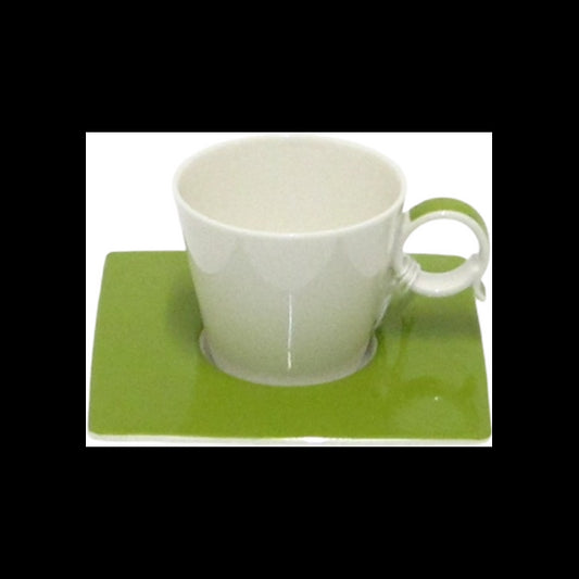 Sei Tazze Caffè C/P Tondo Bordo Verde Bandy Olive Livellara