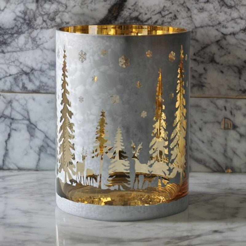 Stormlight Deers/Trees 18/H.24Cm Frosty-Gold Cor Mulder