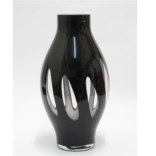 Vaso Nero E Trasparente In Cristallo Rogaska