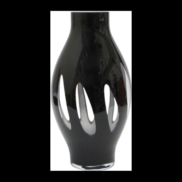 Vaso Nero E Trasparente In Cristallo Rogaska