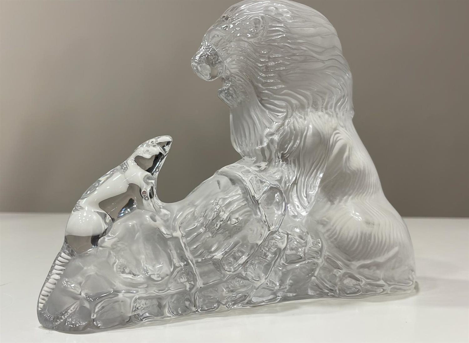 Statua Leone Cristallo Cristal Sevres