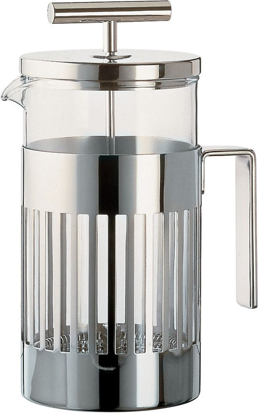 Caffettiera a presso-filtro o infusiera in acciaio inossidabile 18/10 e vetro pirofilo. 8 tazze.