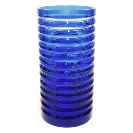 Vaso Fiori Cilindrico Blu Tagliato