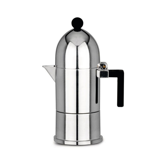 Caffettiera espresso in fusione di alluminio. Manico e pomolo in resina termoplastica, nero. 3 tazze.