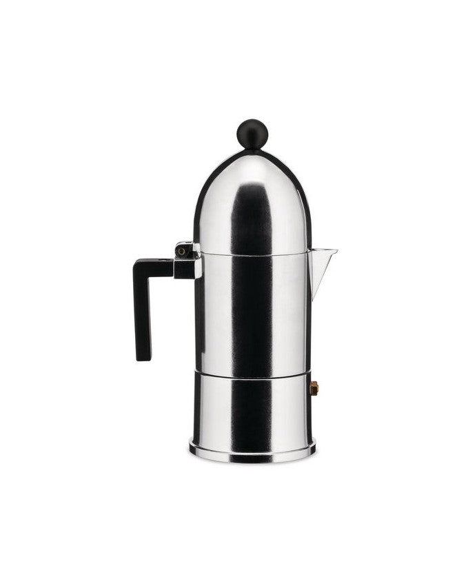 Caffettiera espresso in fusione di alluminio. Manico e pomolo in resina termoplastica, nero. 3 tazze.