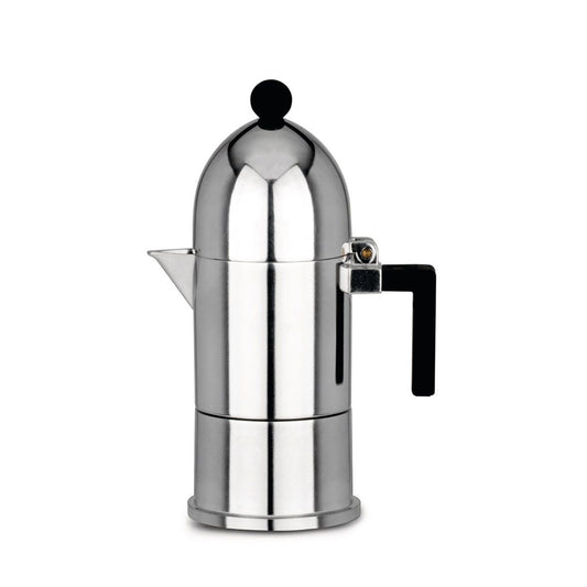 Caffettiera espresso in fusione di alluminio. Manico e pomolo in resina termoplastica, nero. 6 tazze.
