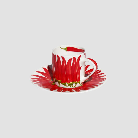 Red Pepper Set 4 Tazze Espresso Con Piattino Taitu