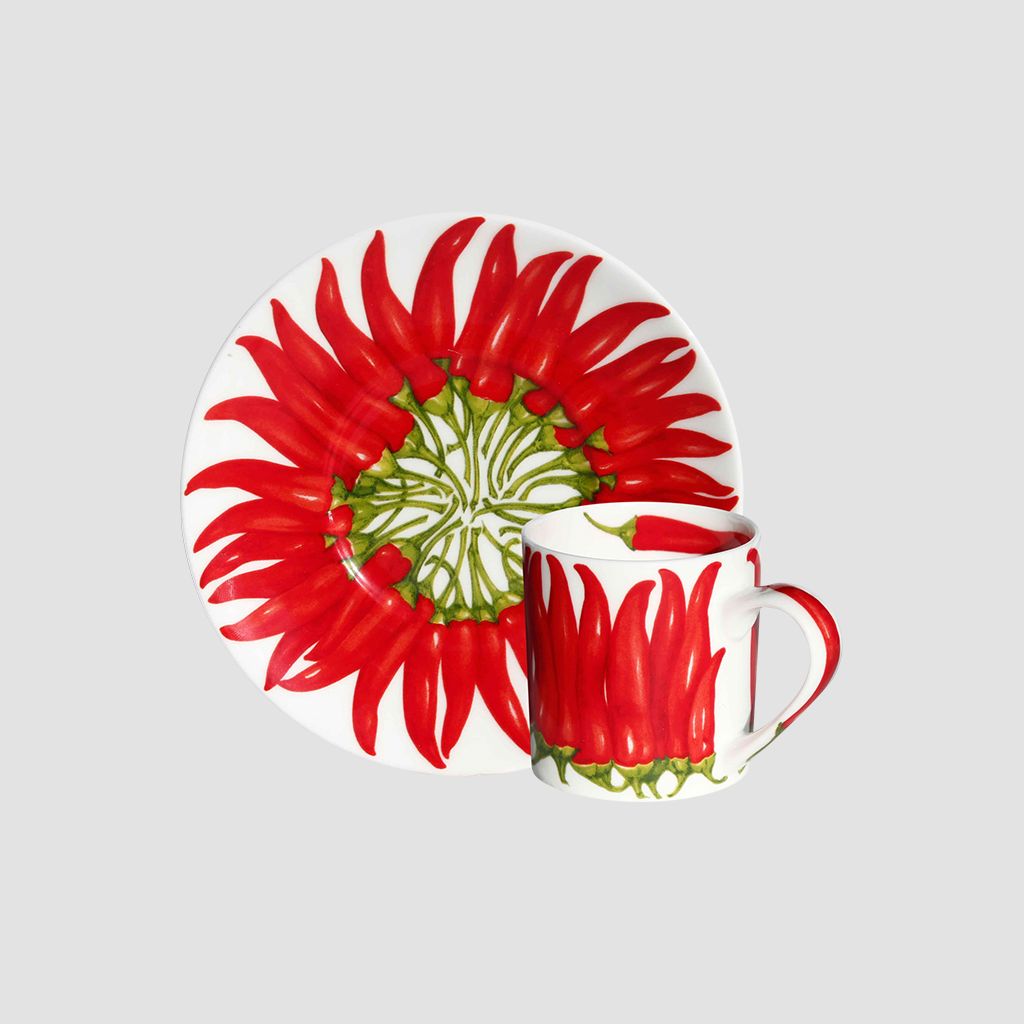 Red Pepper Set 4 Tazze Espresso Con Piattino Taitu
