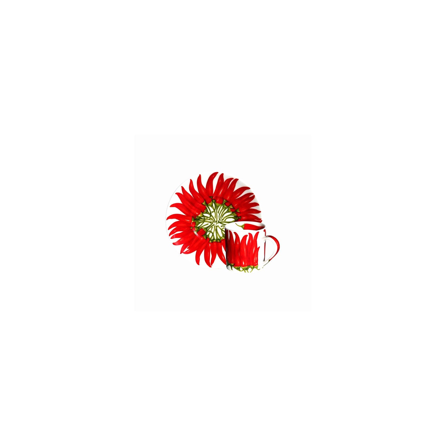 Red Pepper Set 4 Tazze Espresso Con Piattino Taitu