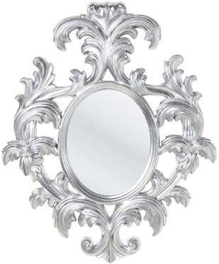 Specchio Barocco Ovale Foglia Argento