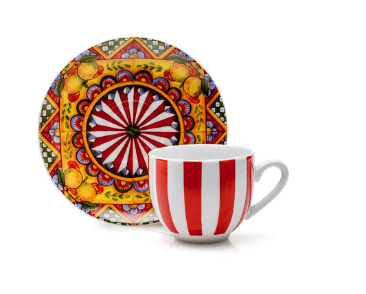 Set 6 Tazze Caffè  C/Piattino  Etna Evviva
