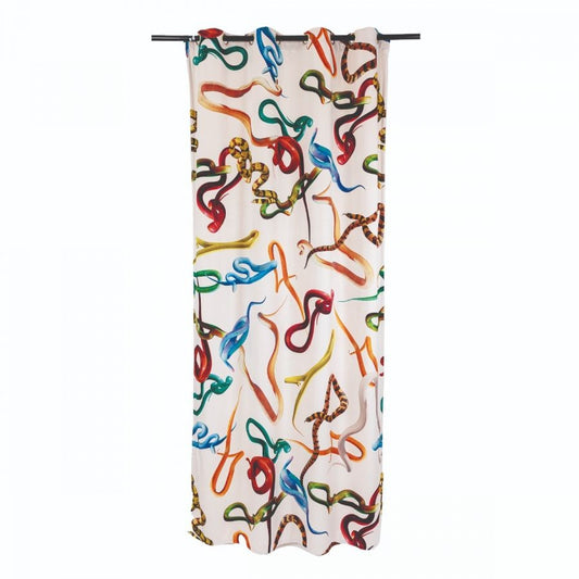 Tenda In Poliestere “Toiletpaper” Left/Right - Snakes White Seletti