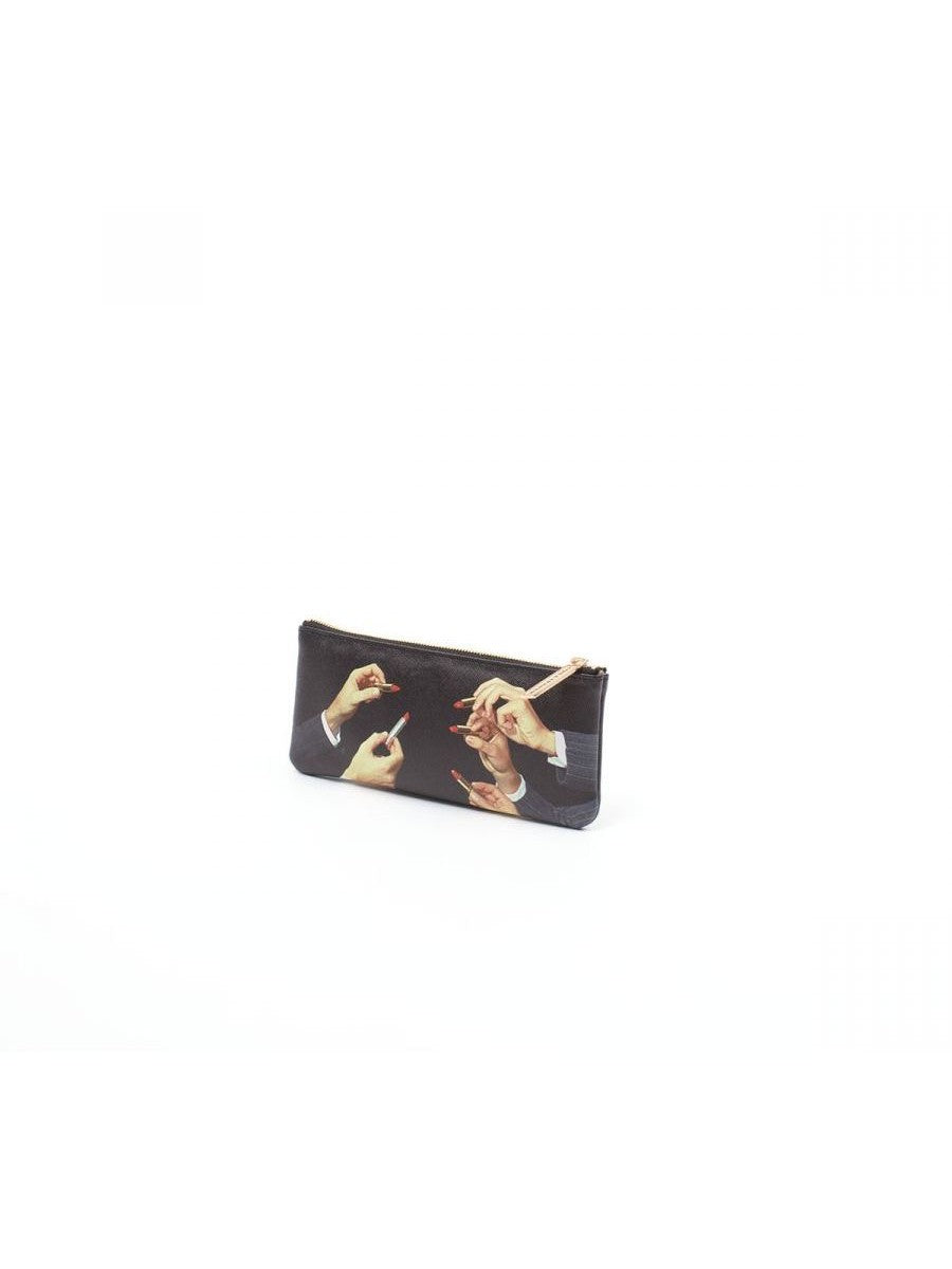 Astuccio In Pu Stampato Toiletpaper Cm. 21X9 - Lipsticks Black Seletti