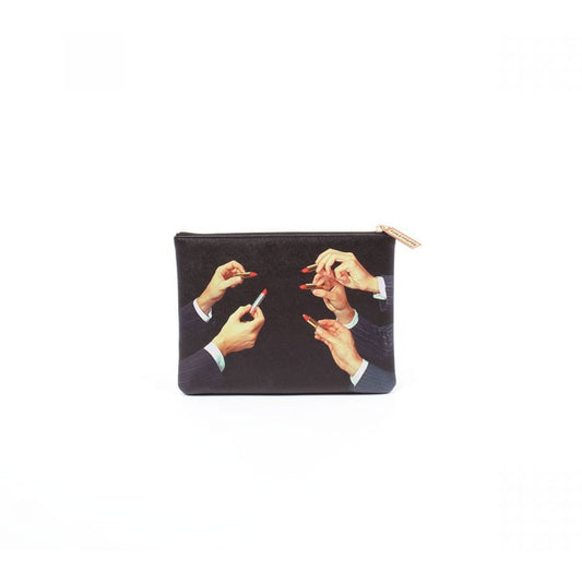 Busta Cosmesi In Pu Stampato Toiletpaper Cm. 21X15,5 - Lipsticks Black Seletti