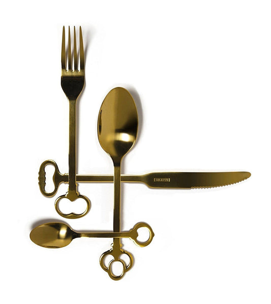 Set.24 Posate In Acciaio Inox 18/0 Gold-Keytlery , 6 Coperti