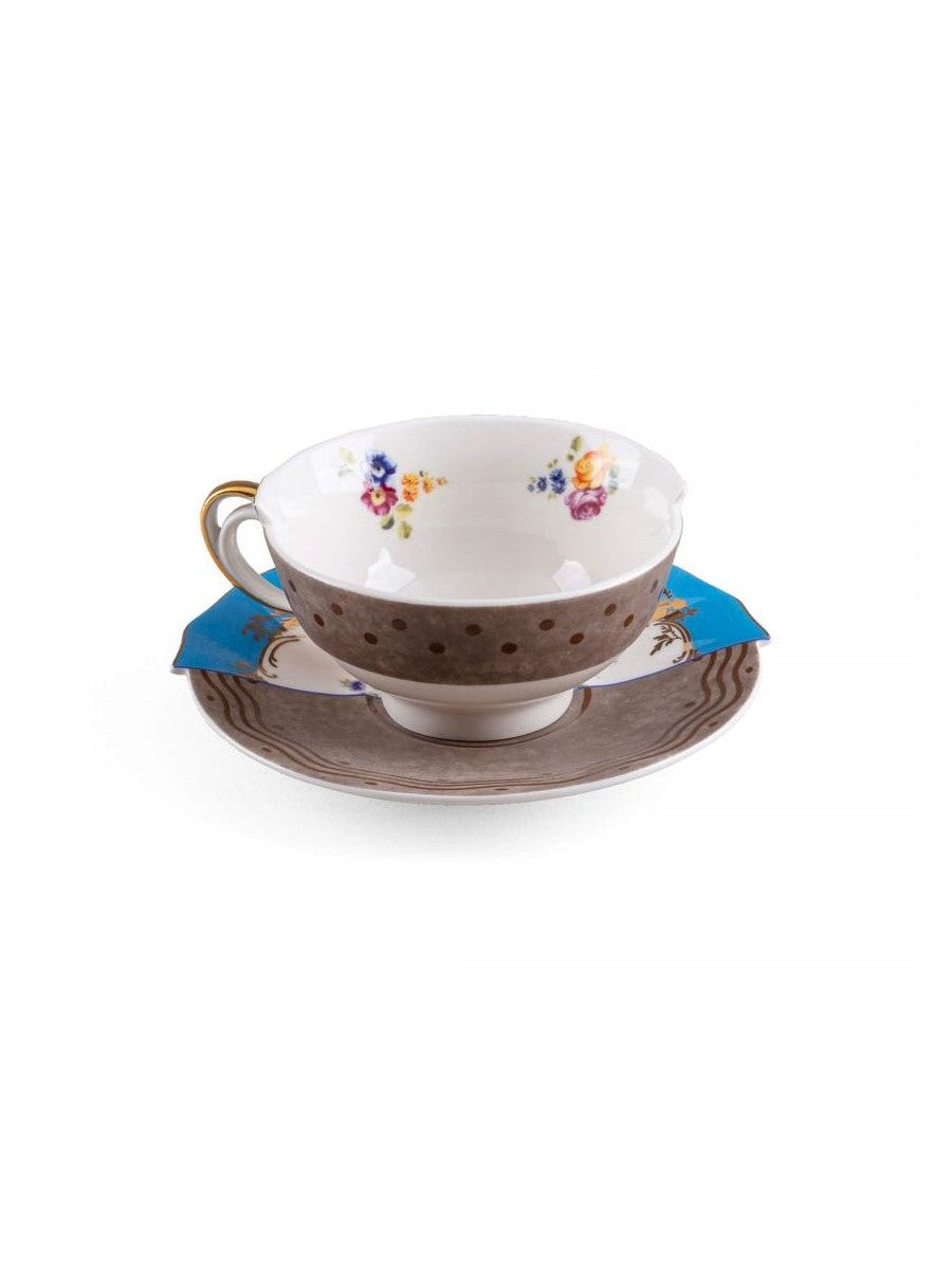 Set 2 Tazze Da Tè Con Piattino In Porcellana Hybrid-Kerma Seletti