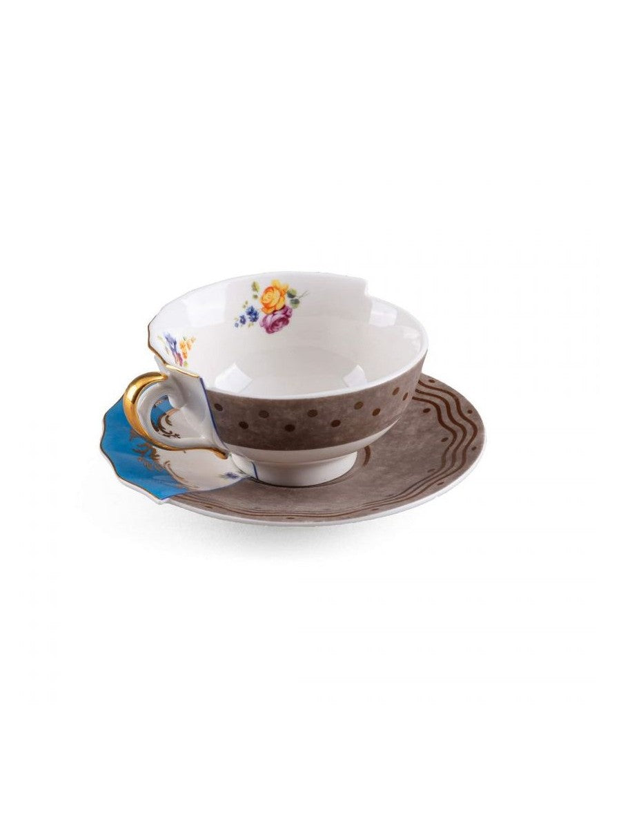 Set 2 Tazze Da Tè Con Piattino In Porcellana Hybrid-Kerma Seletti