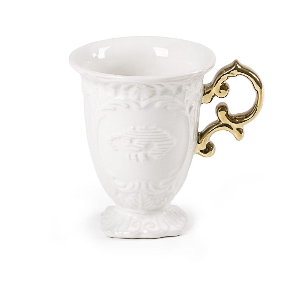 Set 2 Tazze In Porcellana I-Wares Manico Oro