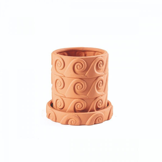 Vaso E Sottovaso In Terracotta Onda Seletti