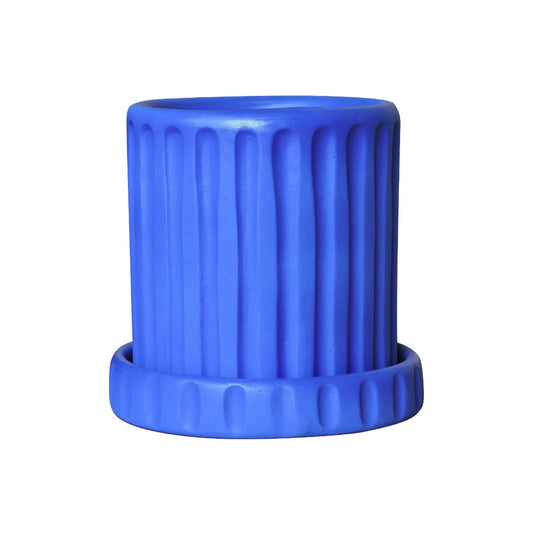 Vaso E Sottovaso In Terracotta Dorico Ø Cm.29 H.30 - Blu Seletti