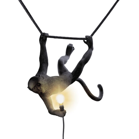 Lampada In Resina Monkey Lamp-Outdoor-Black Cm.59X40 H.44 - Swing