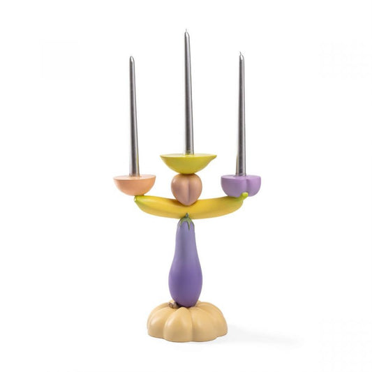 Candelabro Grande In Resina Vitamin Cm.29,5X17 H.35,5 - Aubergine