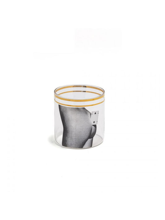 Bicchiere In Vetro Toiletpaper Loves Seletti Ø Cm.8 H.8,-Two Of Spades