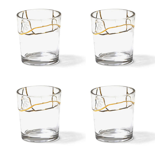 Set 4 Bicchieri In Vetro Kintsugi -N`3