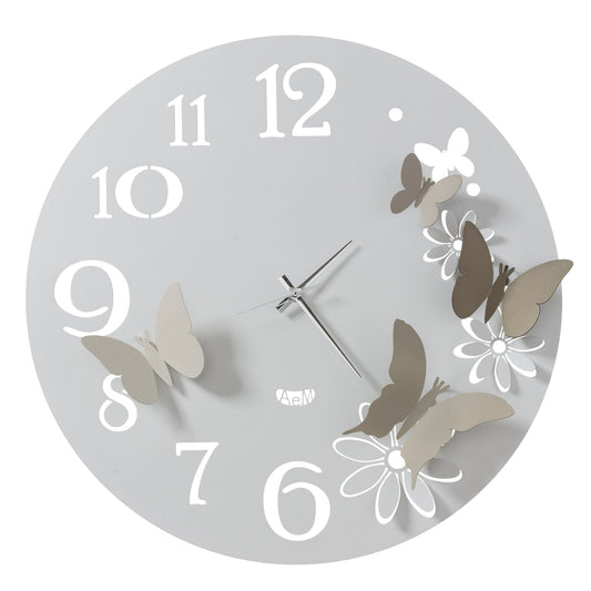Orologio da parete particolare Butterfly Flowers grande Arti E Mestieri