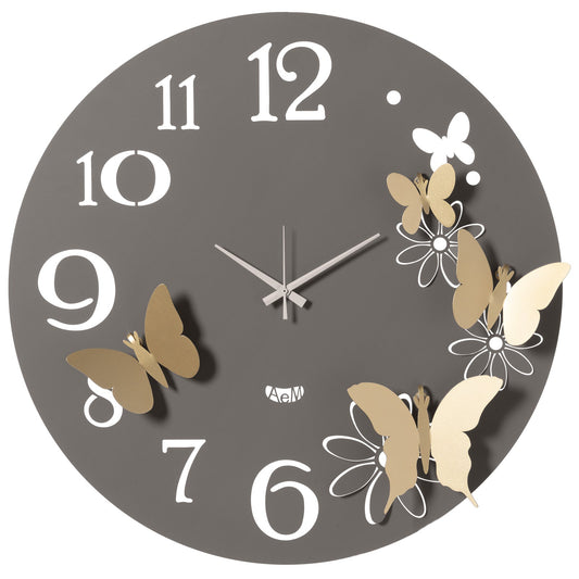 Orologio da parete particolare Butterfly Flowers grande Arti E Mestieri