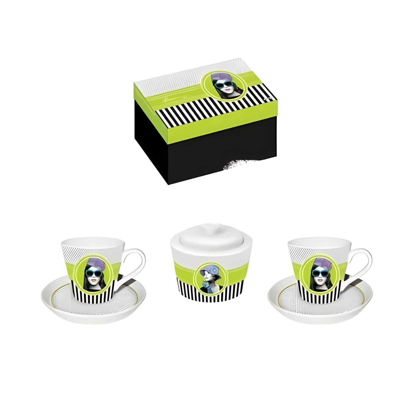 Set 2 Tazzine + Zuccheriera Verde Baci Milano