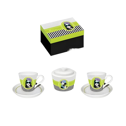 Set 2 Tazzine + Zuccheriera Verde Baci Milano
