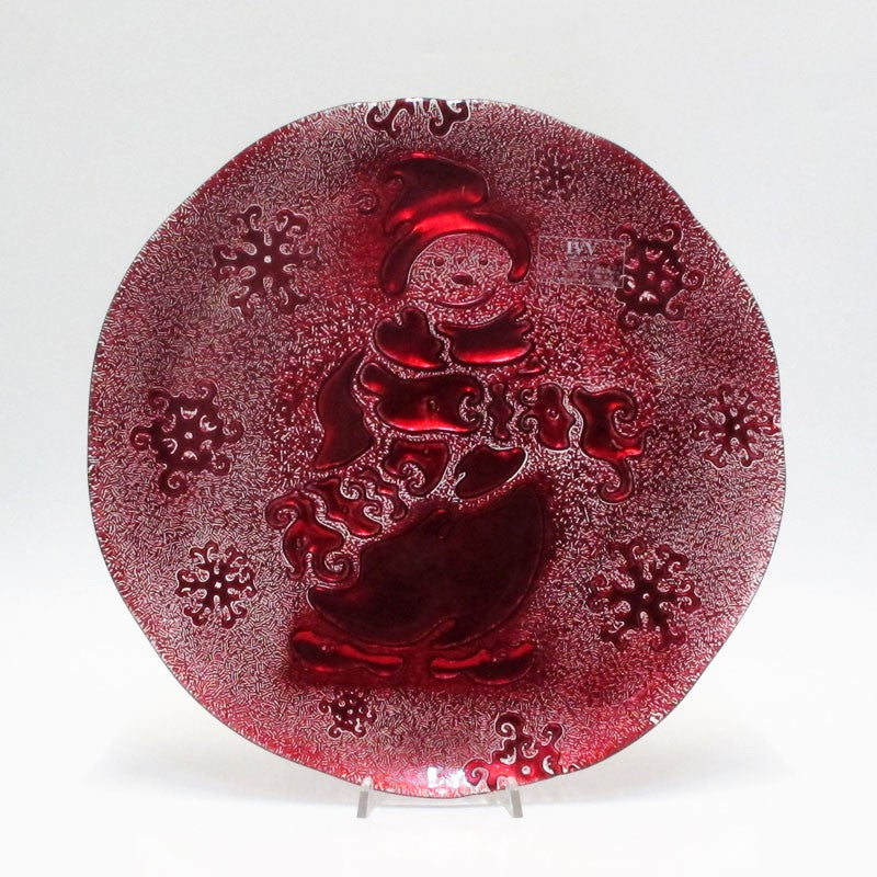 snowman piatto cm 36 decoro rosso scatola regalo