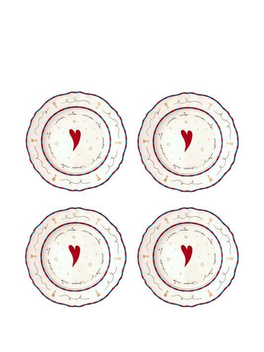 Set 4 piatti piani Cuore