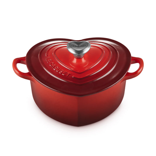 Cocotte a cuore in ghisa vetrificata con pomello a cuore 20 Ciliegia Le Creuset