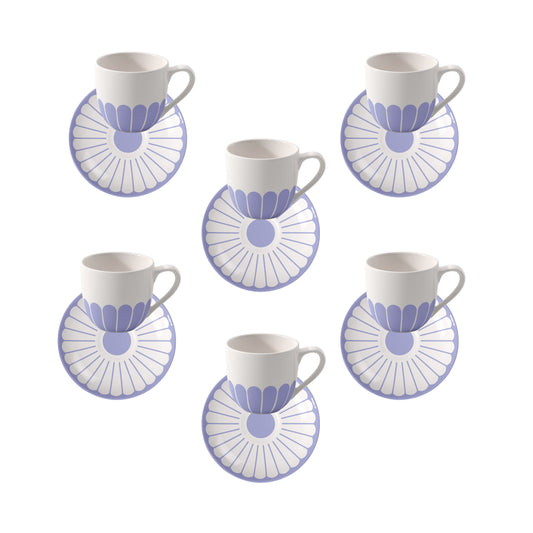 Set 6 tazze caffè con piattino Fleur