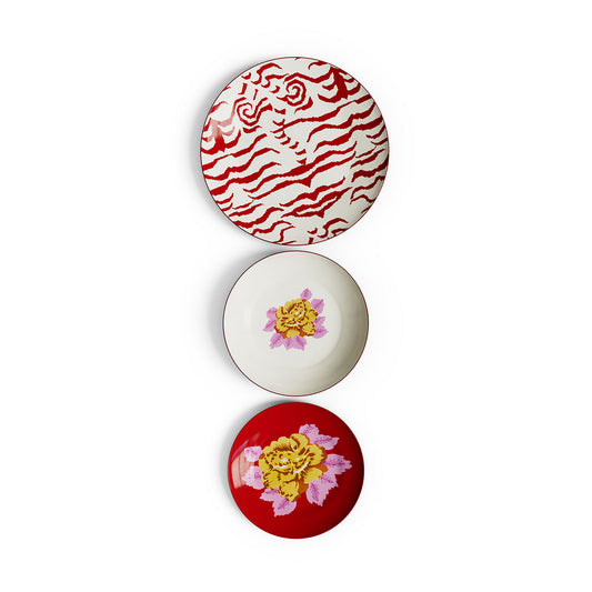 Set 3 piatti Indian Tiger Red Unica Lisa Corti