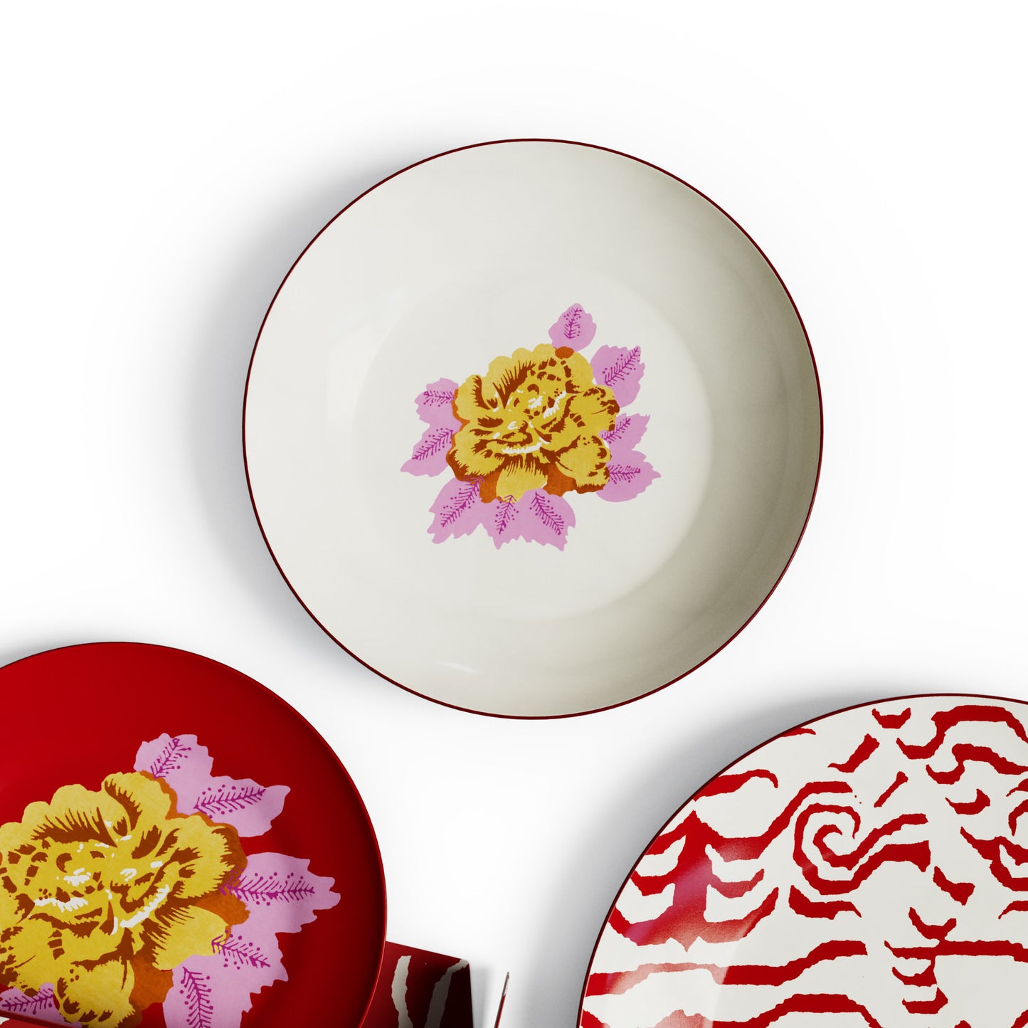 Set 3 piatti Indian Tiger Red Unica Lisa Corti