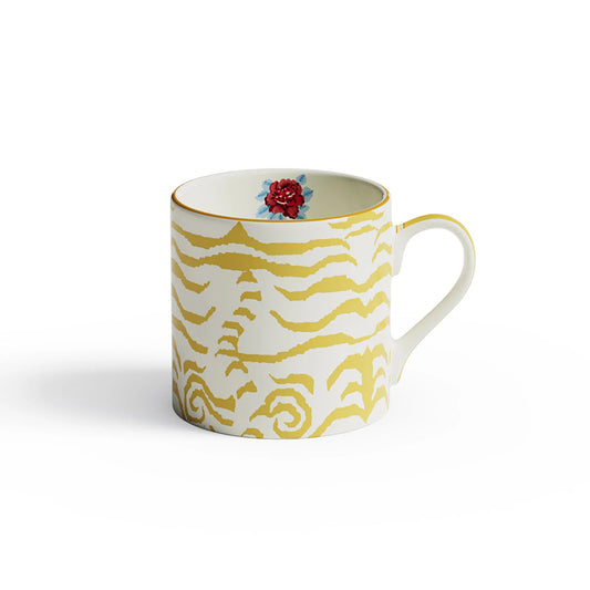 Mug Porcelain Indian Tiger Gold Unica Lisa Corti