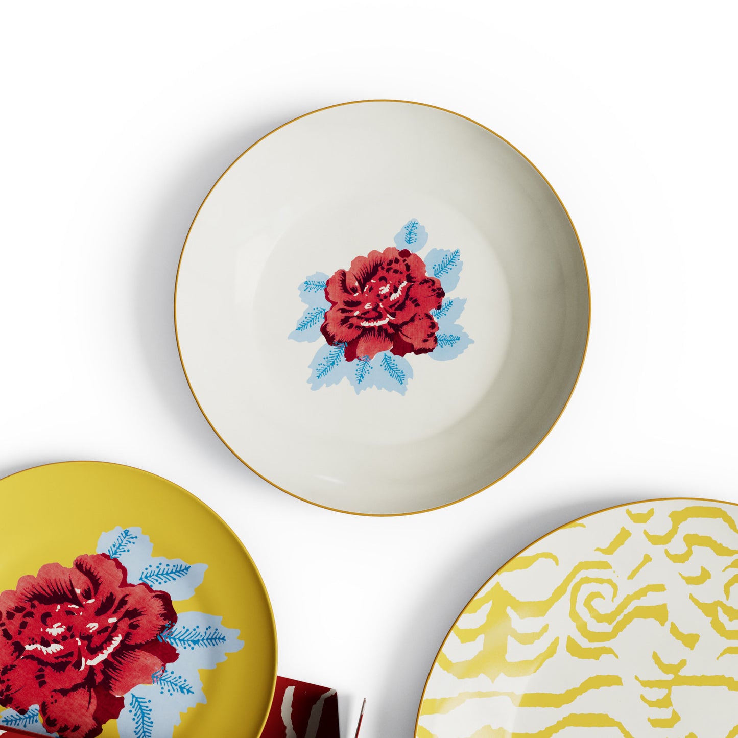 Set di 3 piatti Indian Tiger Gold Unica Lisa Corti