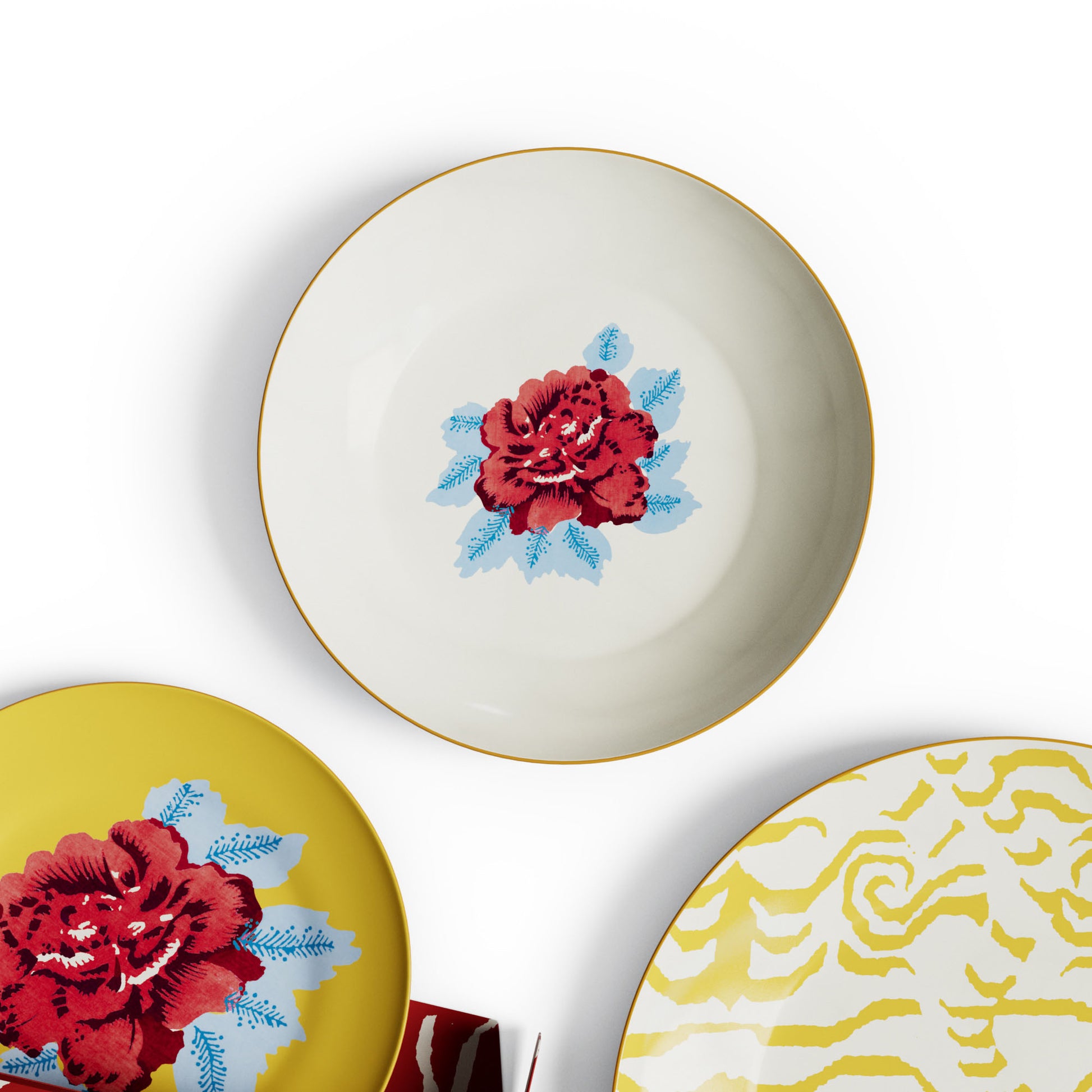 Set di 3 piatti Indian Tiger Gold Unica Lisa Corti