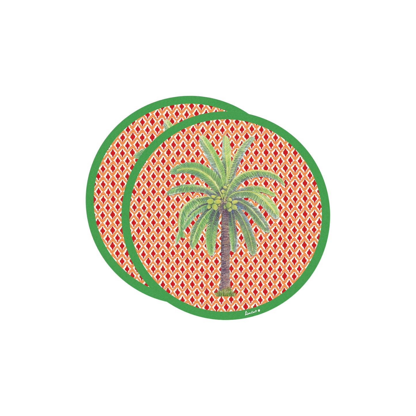 Set 2 Tovagliette hima palma red diametro 34 cm Lisa Corti