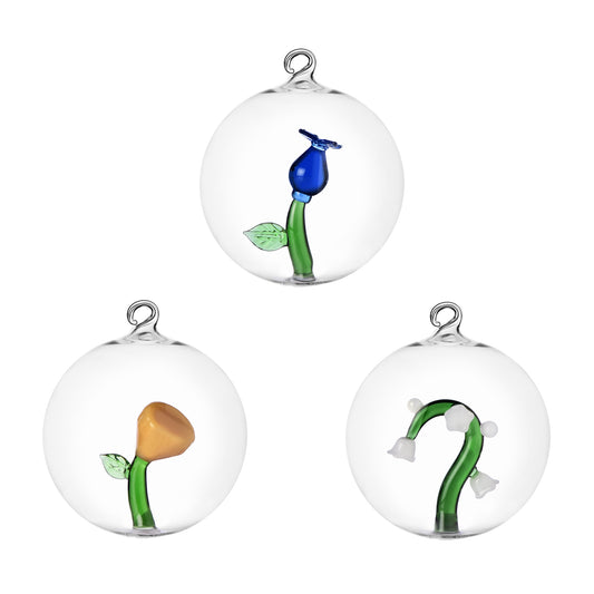 Set 3 palle natale fiore Ichendorf