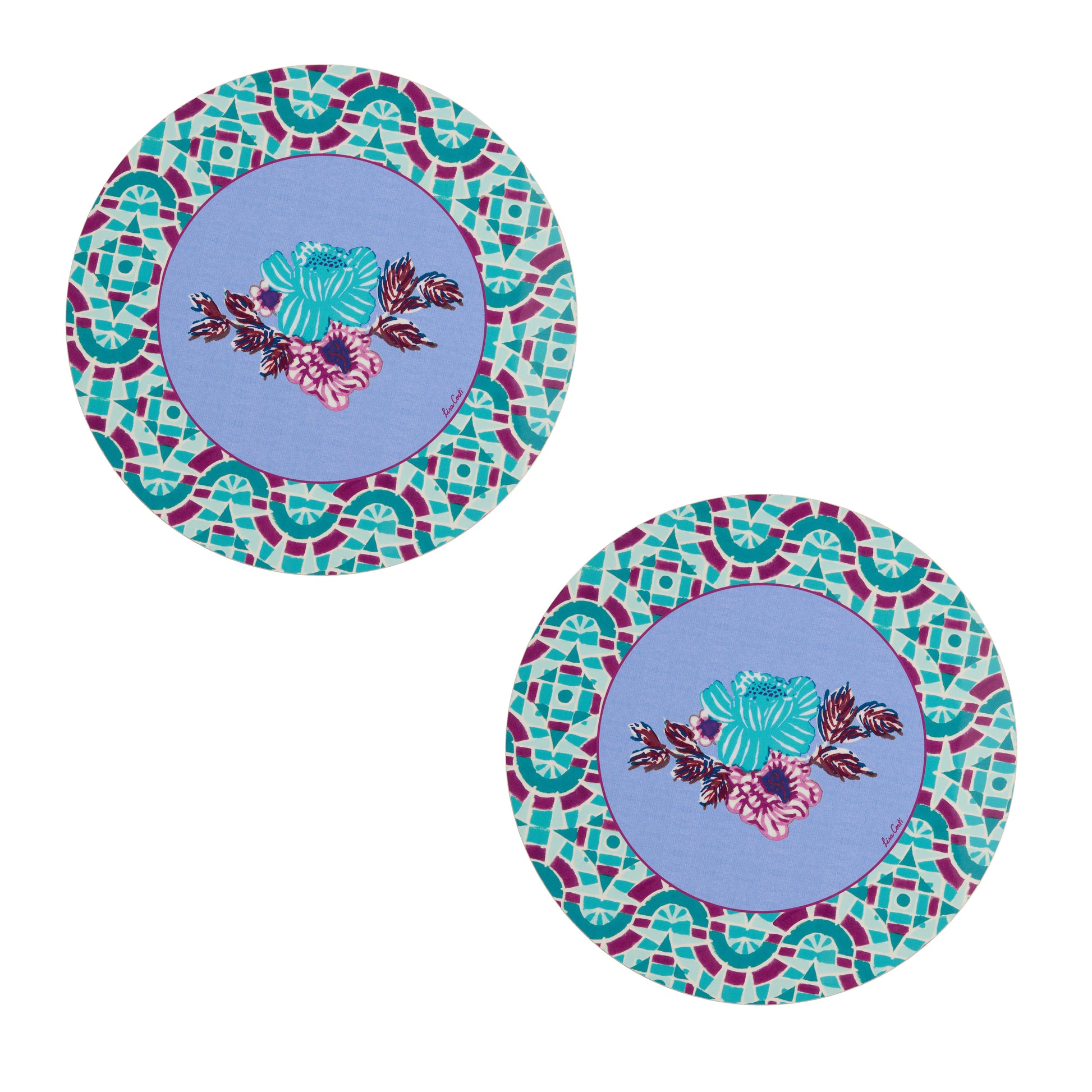Set 2 Tovagliette Amer Rose Plumbago Lisa Corti