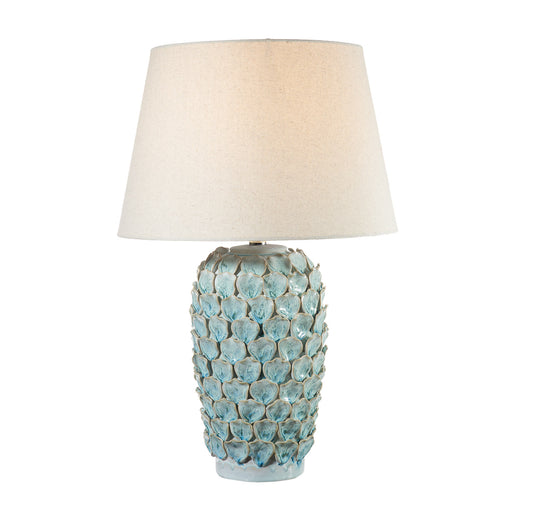 Lampada in ceramica con cappa in tessuto